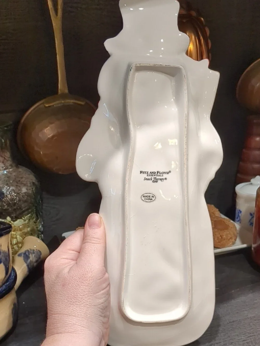 Fitz and Floyd Snack Therapy Snowman Snack Tray